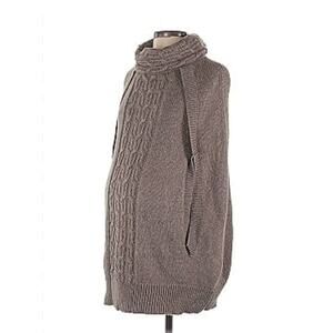 GAP MATERNITY Women's Cape Sweater SMALL Heather Brown Turtleneck Cableknit